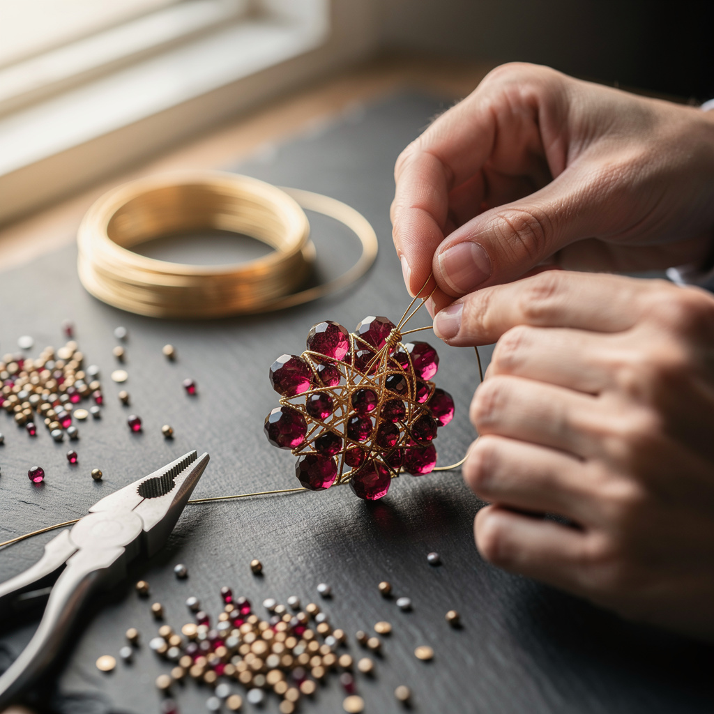 Bijoux en perles et fil métallique